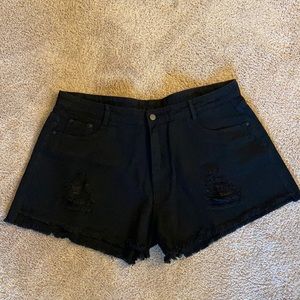 NWOT Shein Black Distressed Denim Shorts 2XL